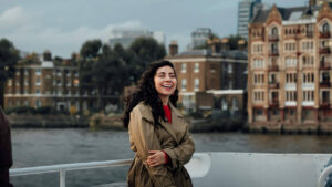 A girl in a bridge